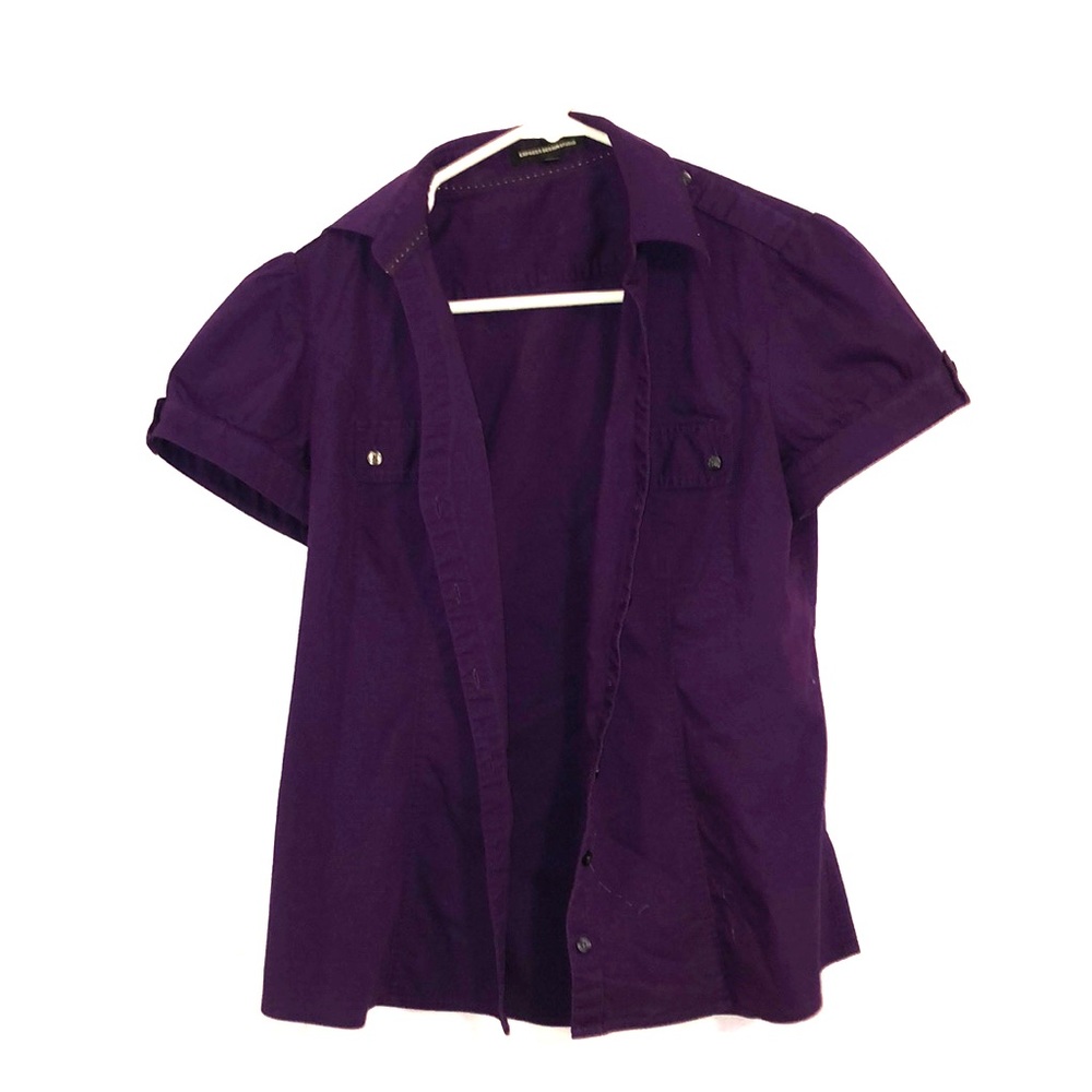 Purple Express short sleeve button down